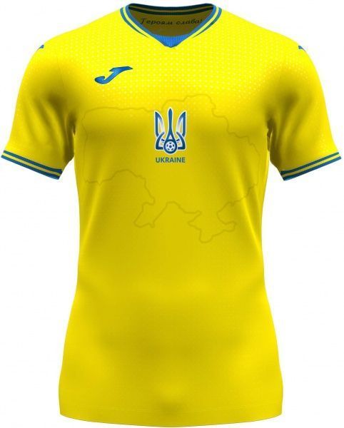 Футболка форми збірної України 2021 Joma FED. FUTBOL UCRANIA SHORT SLEEVE T-SHIRT AT102404A907 р. S жовтий