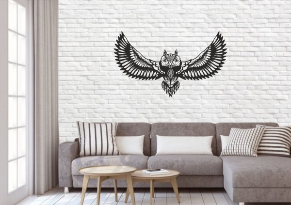 Декор настінний STEEL CHARACTER Сова 32x54 см чорний 