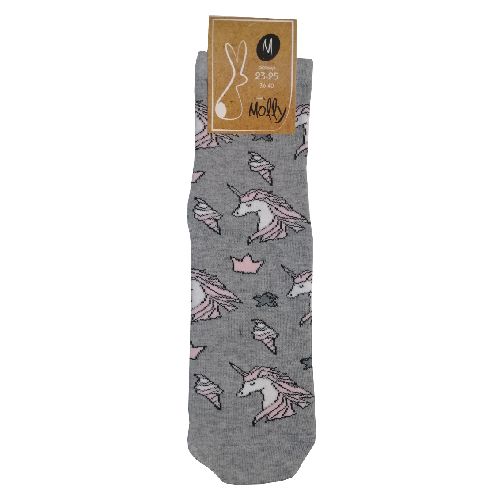 Шкарпетки жіночі Молли Єдиноріг маленький р. 23-25 сірий 