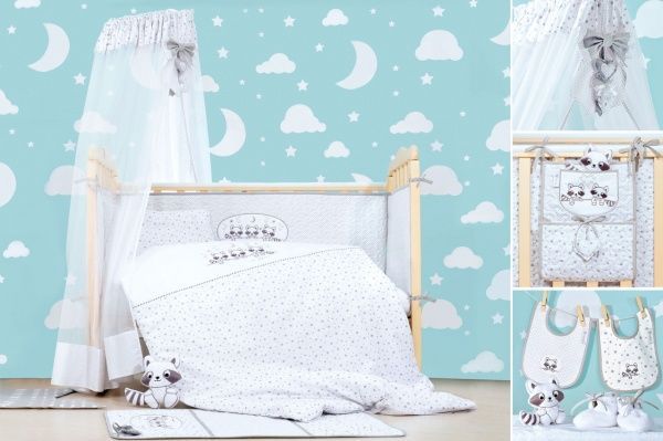 Комплект постельного белья IDEIA Кроха Енот 100х135 см белый с серым 8000012929 