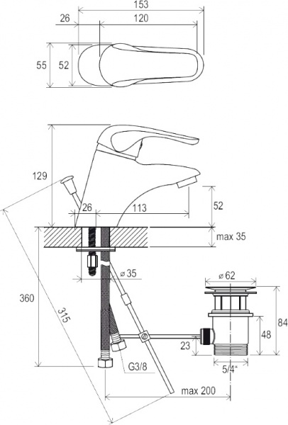 Смеситель для умывальника Ravak RS 011.00 Х070010