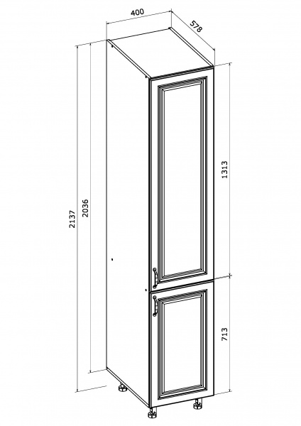 Шафа універсальна МС Глорія 40х213,7х57,8 см білий/дуб артізан Грейд