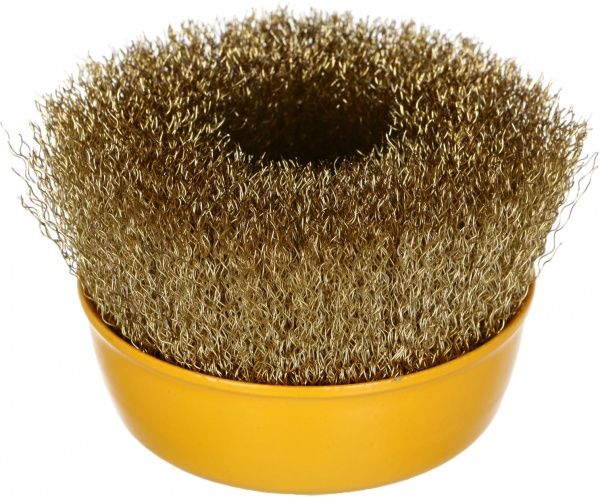 Щетка Чашка 100мм М14, гофрированная латунированная проволока 0.3мм Tolsen 77503