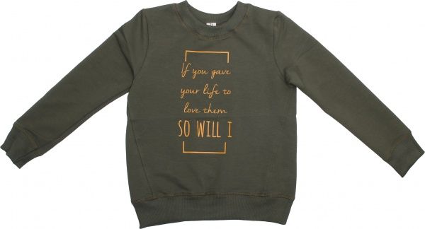 Свитшот Маленькие люди для девочки 13 р.158 оливковый 