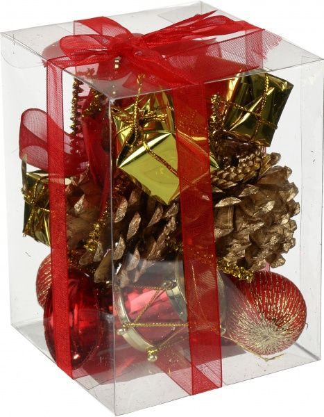 Набір новорічних декорацій червоно-золотий HL2-12011