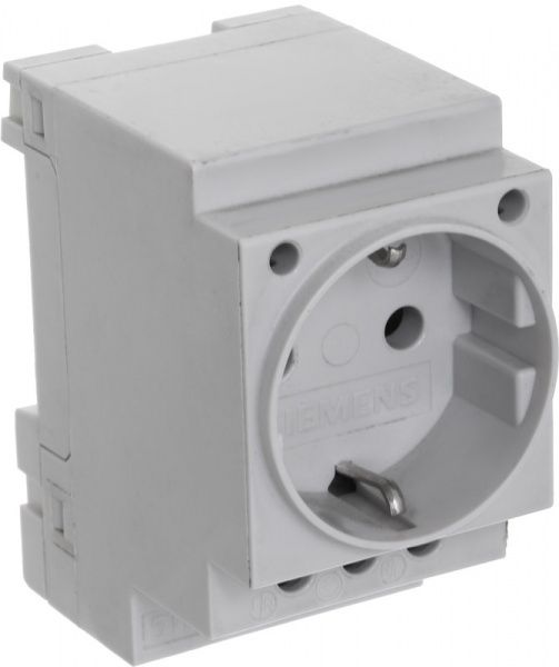 Розетка на DIN-рейку із заземленням без шторок білий 5TE6800