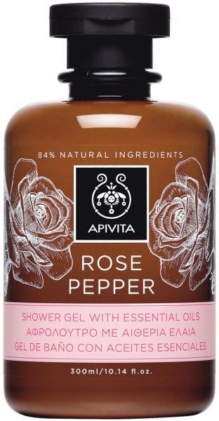 Гель для душа Apivita Rose pepper с эфирными маслами 300 мл