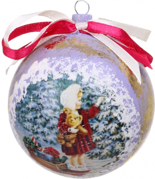 Шар новогодний Декупаж d 80 мм в ассортименте