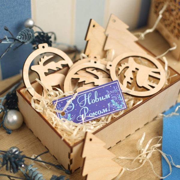 Набор фигурок из фанеры Новогодний 10 шт. Аплі-Краплі