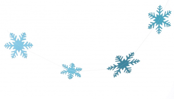 Гирлянда 12 объемных снежинок из картона в ассортименте 2,5 м 