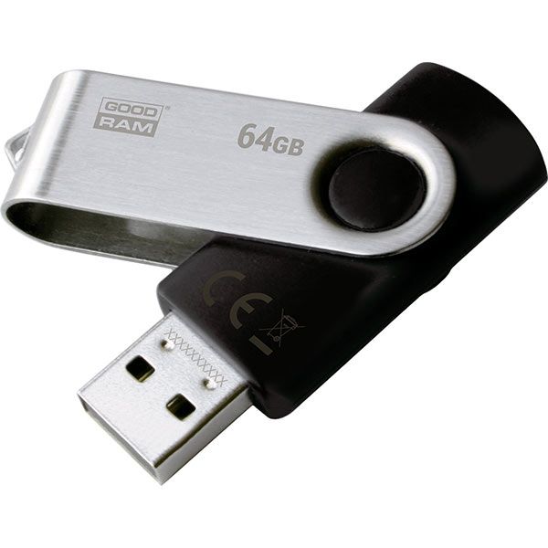 Флеш-пам'ять USB Goodram UTS2 Twister 64 ГБ USB 2.0 black/silver (UTS2-0640K0R11) 