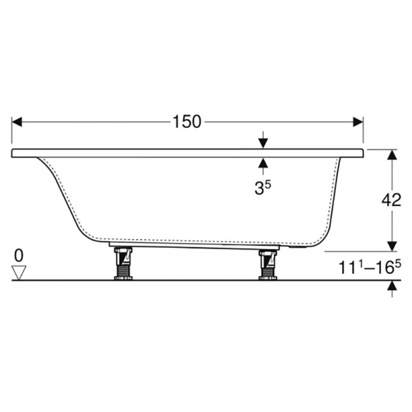 Ванна акрилова Geberit Selnova Square 554.381.01.1 150х70 см 