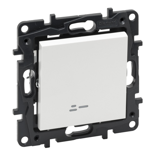 Выключатель одноклавишный Niloe Step 863111 с подсветкой белый