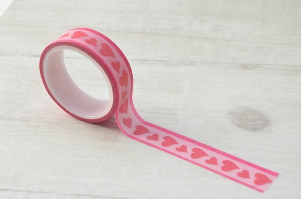 Лента бумажная самоклеющаяся Розовые сердца 1.5см * 5м 740574 