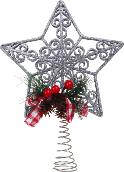 Верхівка для ялинки 23х15х3 см EA0181S глянцева срібло 