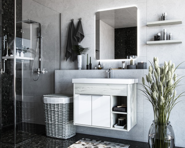 Тумба подвесная Water House Оника 80 под умывальник дуб крафт белый