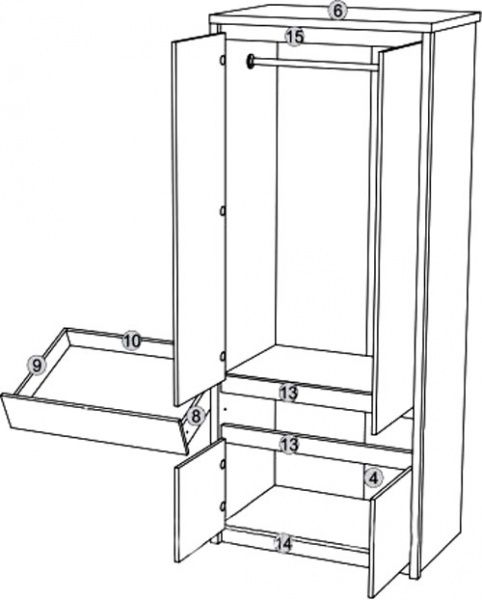 Шкаф гардеробный VMV Holding Erden 4D1S белый 
