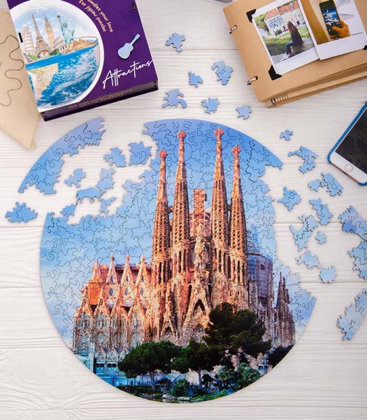 Пазл дерев'яний Саграда Фамілія 40 см PuzzleUp 