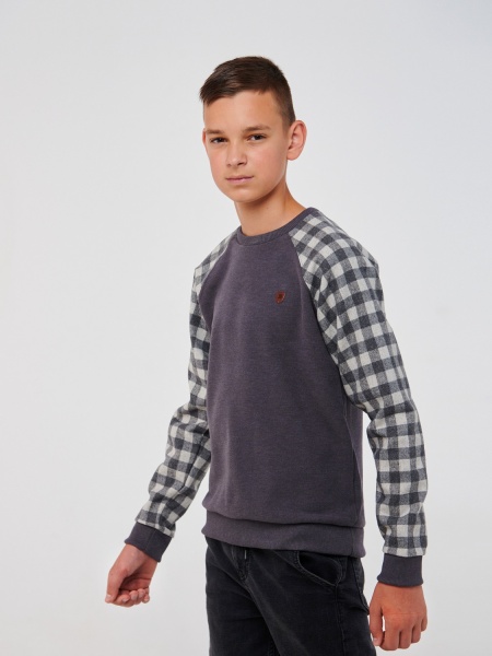 Джемпер для мальчика Smil р.164 серый в клетку 116581 