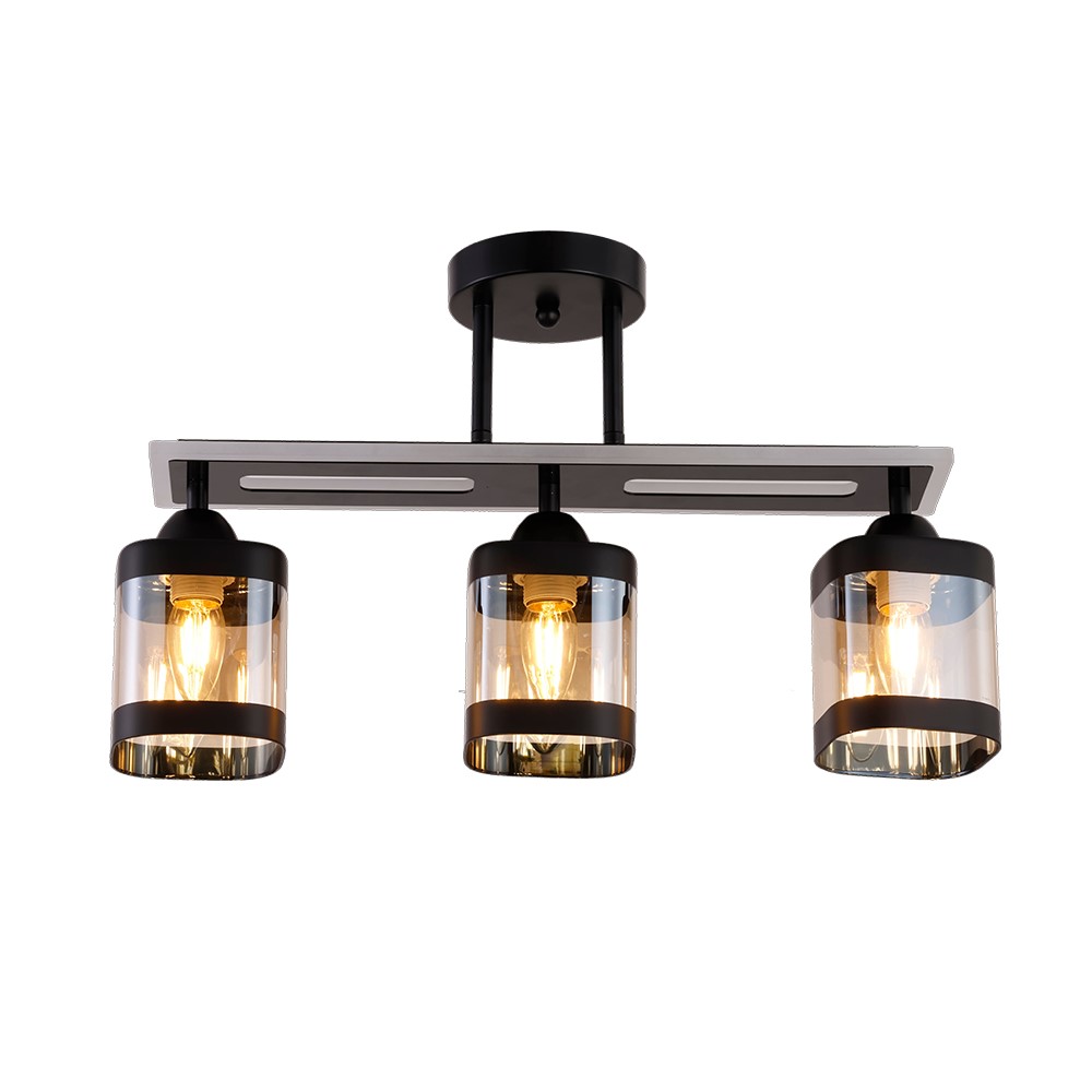 Люстра стельова WunderLicht Spirit 3x60 Вт Е27 чорний KK7511-43