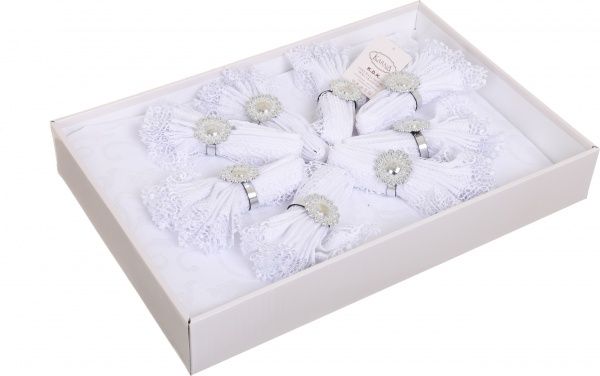 Скатерть с салфетками KDK 160x220 см белый Karna 