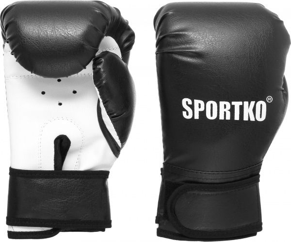 Боксерські рукавиці SPORTKO 10oz чорний із білим