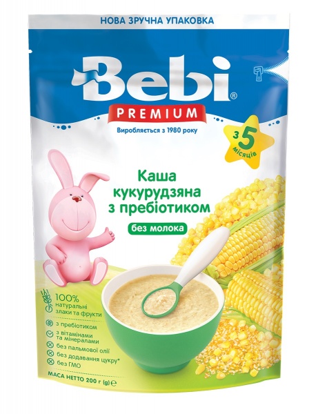 Каша безмолочная Bebi от 5 месяцев Premium Кукурузная с пребиотиком 200 г 