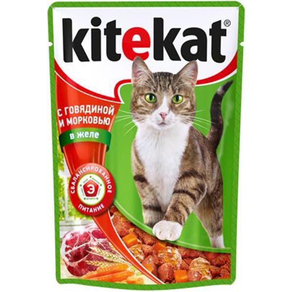 Корм Kitekat с телятиной в желе 100 г