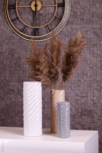 Ваза керамическая бежевая Space 10,5х10,5х30 см