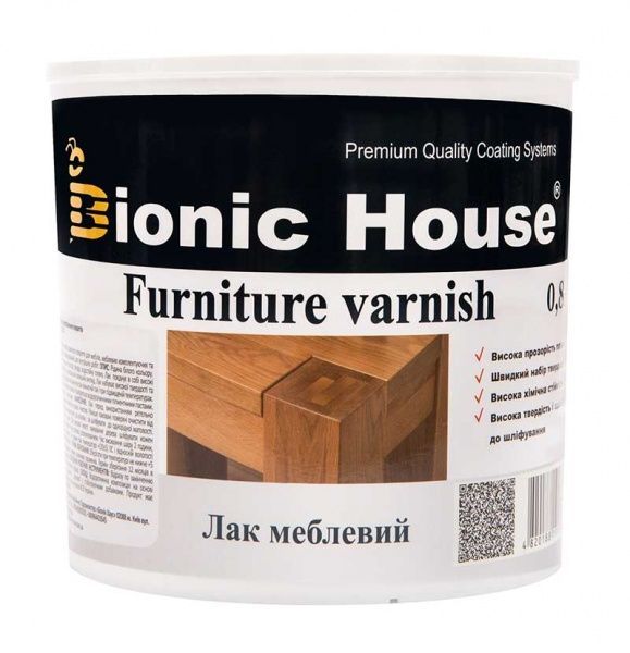 Лак мебельный Bionic House глянец бесцветный 0,8 л