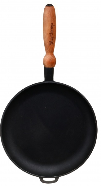 Сковорода для млинців чавунна з дерев'яною ручкою 24x2,5 см Т301 Maysternya
