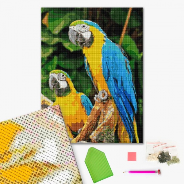 Алмазна мозаїка Папуги Ара 40х50 см Brushme 