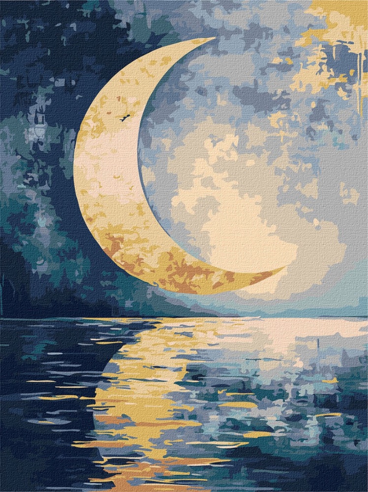 Картина по номерам Отпечаток луны с красками металлик extra ©art_selena_ua 30х40см см Ideyka