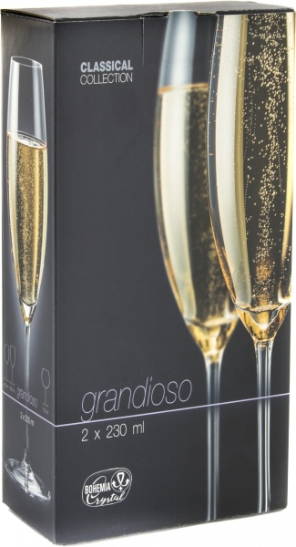 Набор бокалов для шампанского Grandioso Sunfloro 230 мл 2 шт 026 Bohemia