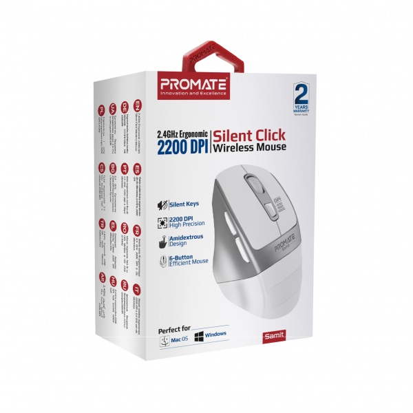 Миша Promate Samit Wireless white (samit.white) 