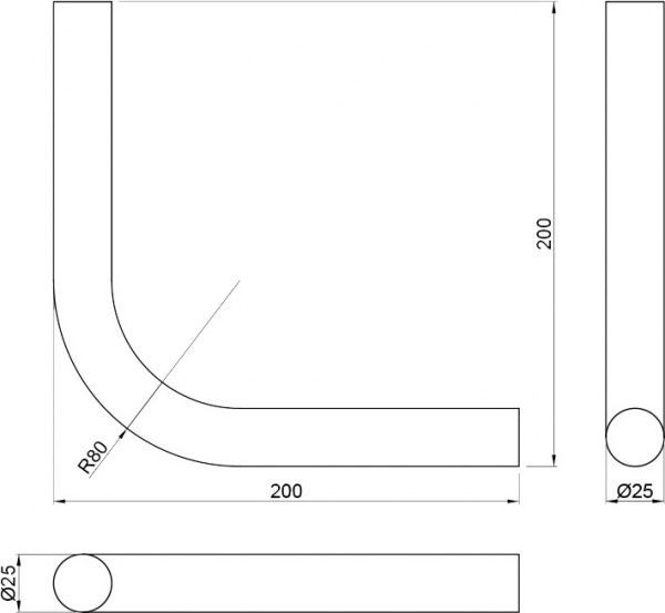 Угол прямой R-32 20x20 см