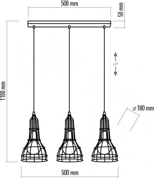 Люстра підвісна TK Lighting Long 3PL 3x60 Вт E27 бронза/чорний 2209 