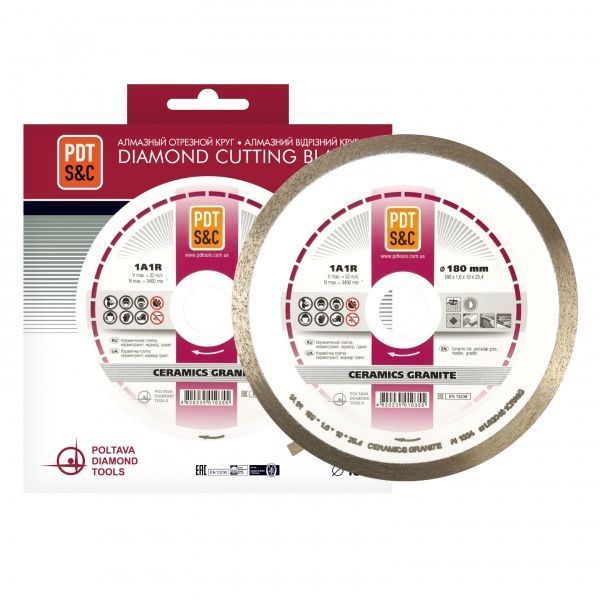 Диск алмазный отрезной PDT 1A1R-180 Ceramics Granite 180x1,6x25,4 керамогранит, керамика, плитка 820401CRMG