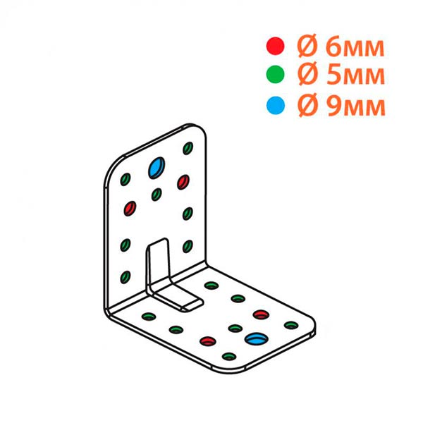 Кутник посилений Kolchuga рівносторонній 70x70x55 мм 2 мм