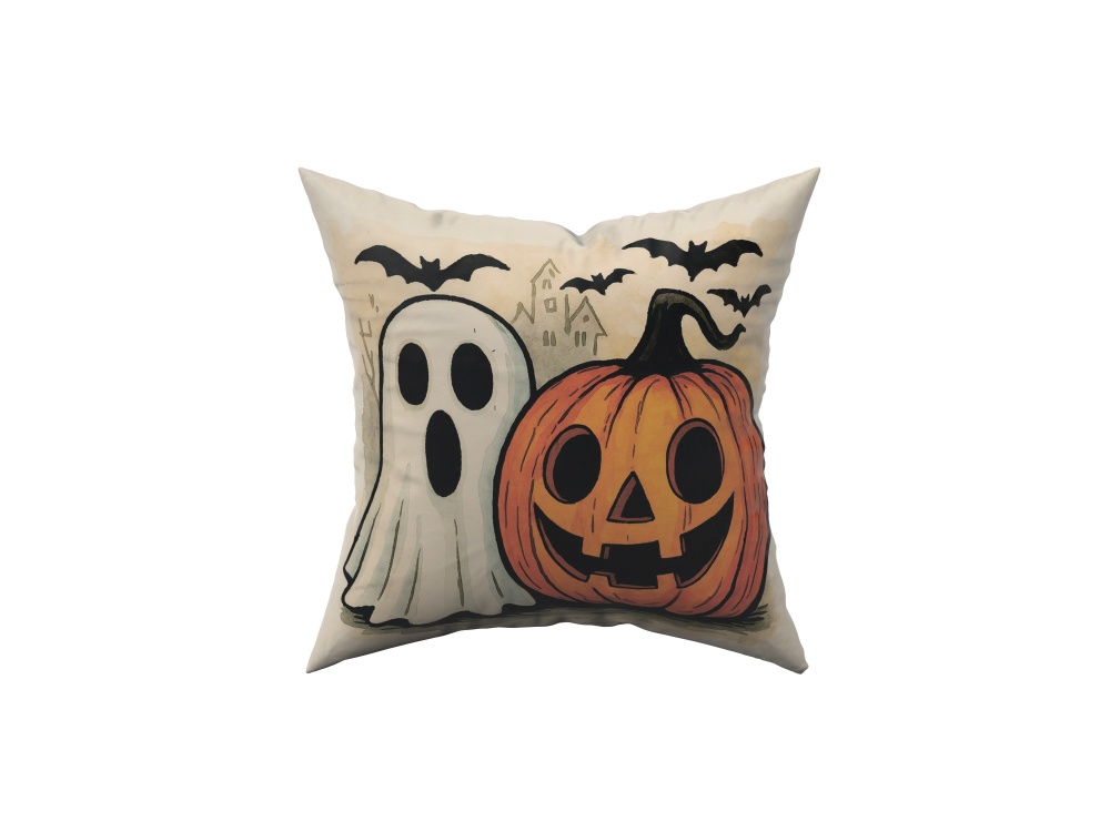 Подушка декоративна Halloween friend 45x45 см бежевий із малюнком La Nuit