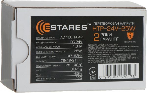 Преобразователь напряжения Estares 24 В 25 Вт IP20 HTP-24V25W