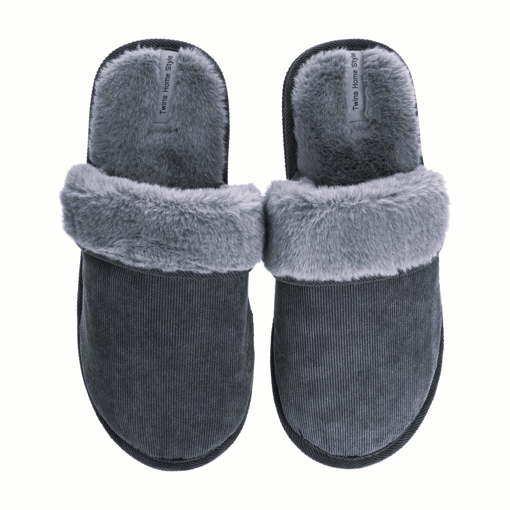 Тапки домашние Velvet с отворотом меховые 15877 р.42/43 серый