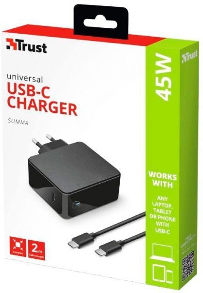 Зарядное устройство Trust Summa 45W universal USB-C Charger