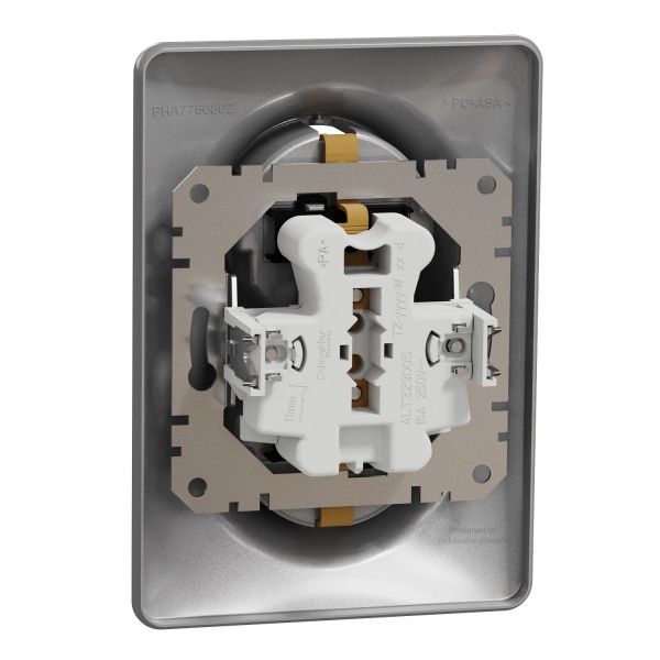 Розетка силова подвійна із заземленням Schneider Electric Sedna Design зі шторками без кришки алюміній SDD313221