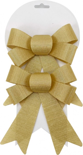 Декорация новогодняя Shunda бант праздничный 14х17 см золотой 2 шт