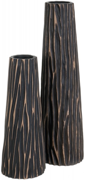 Ваза полігумова чорна із коричневим Woody 12,5х12,5х32,5 см