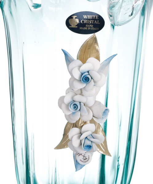 Ваза голубой FAZZOLETTO TURCHESE 21X44X21 White cristal