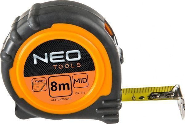 Рулетка NEO tools стальная лента магнит 67-111 8 м x 25 мм