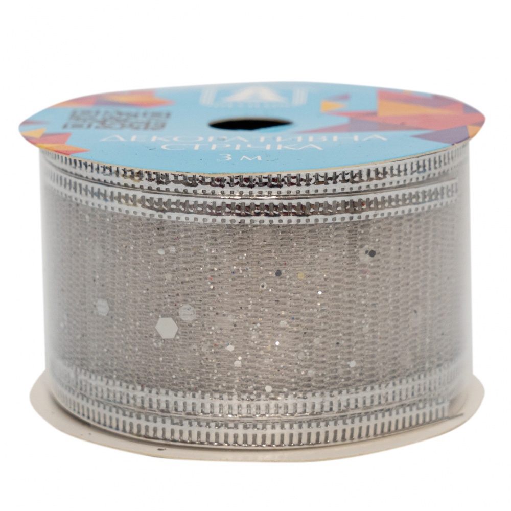 Стрічка декоративна з блискітками 082765