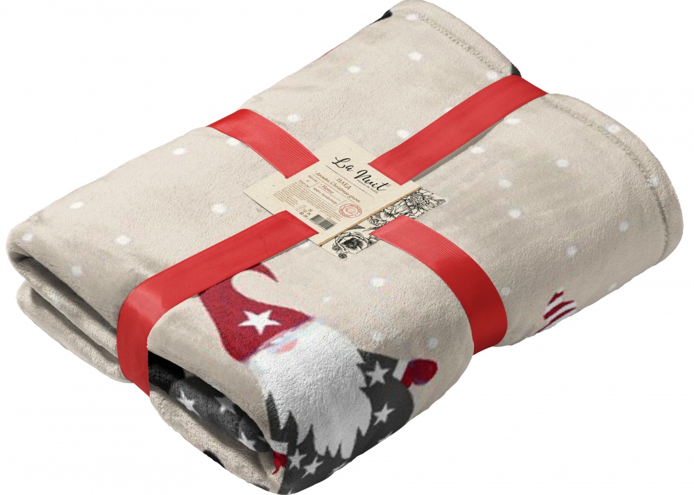 Плед флисовый Christmas Gnome 160x200 см бежевый с красным La Nuit